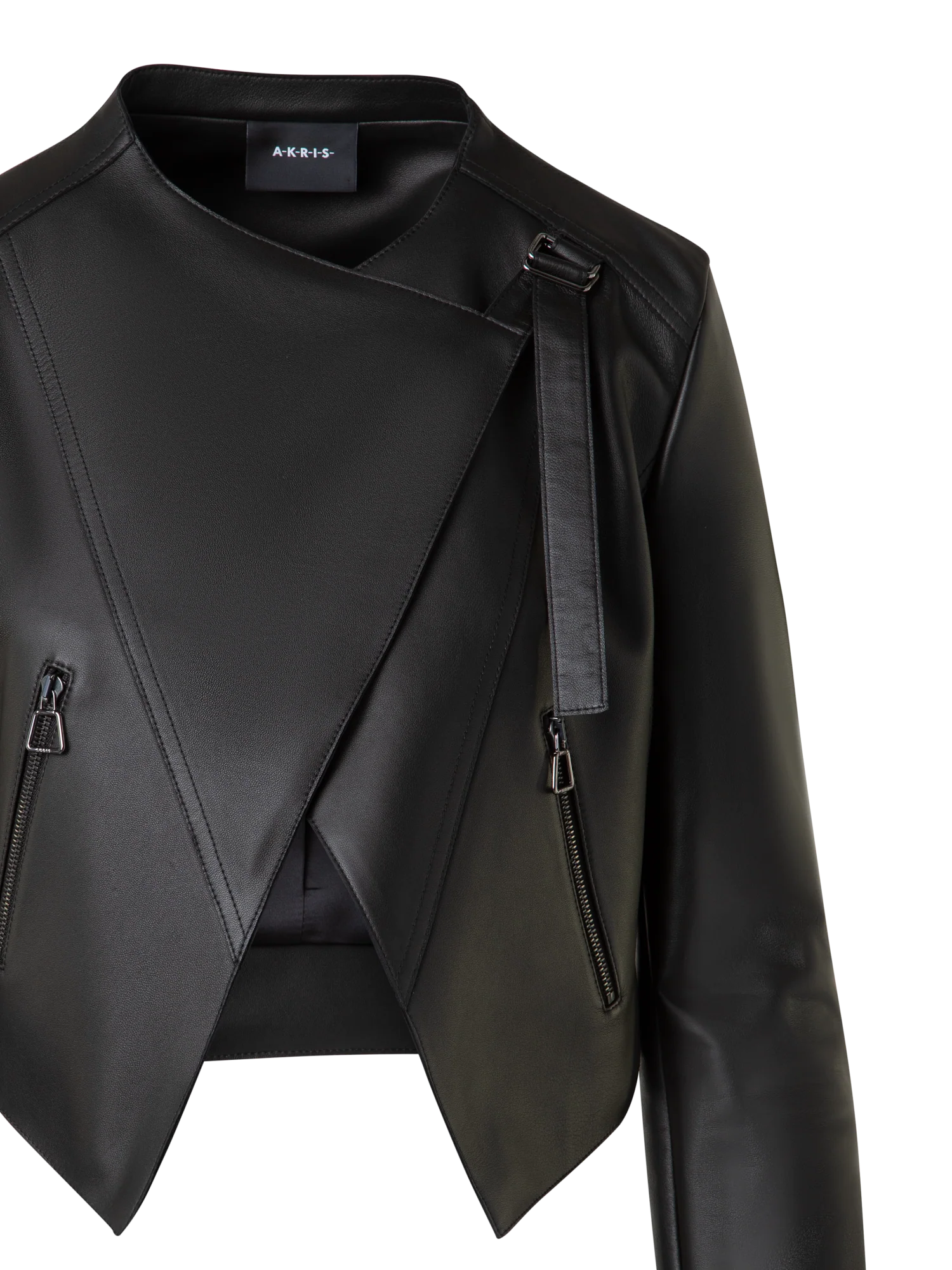 Asymmetrical Leather Biker Jacket - Image 4