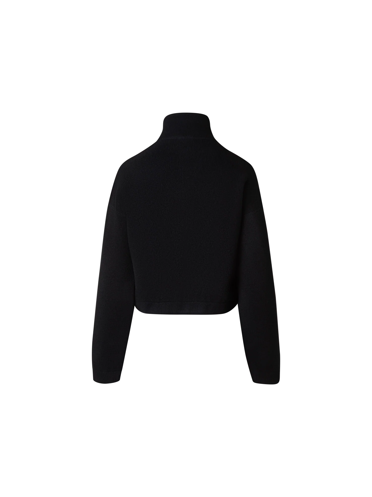 Cropped Cashmere Piqué Cardigan with Zip - Image 3