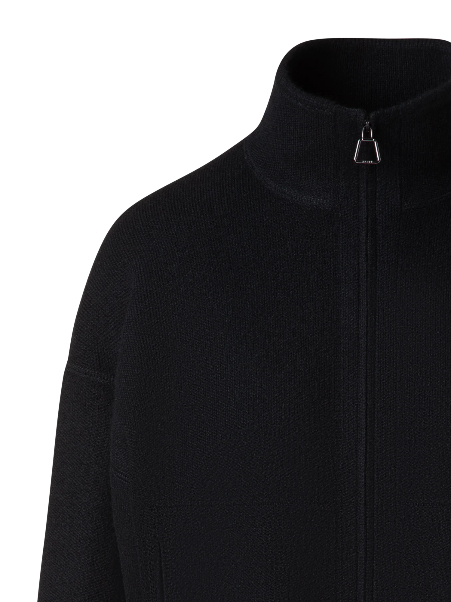 Cropped Cashmere Piqué Cardigan with Zip - Image 4