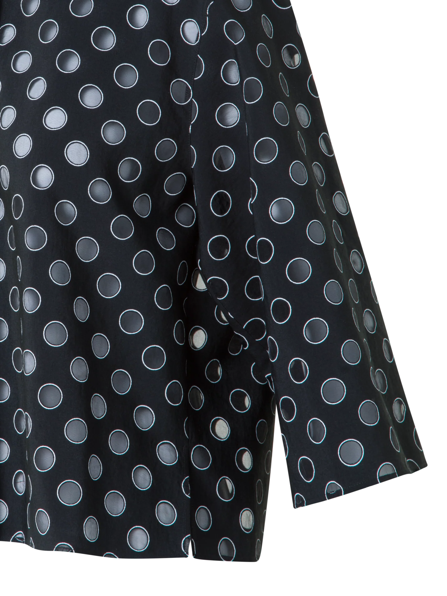 Cropped Shirt Blouse with Sheer Polka Dots - Image 3