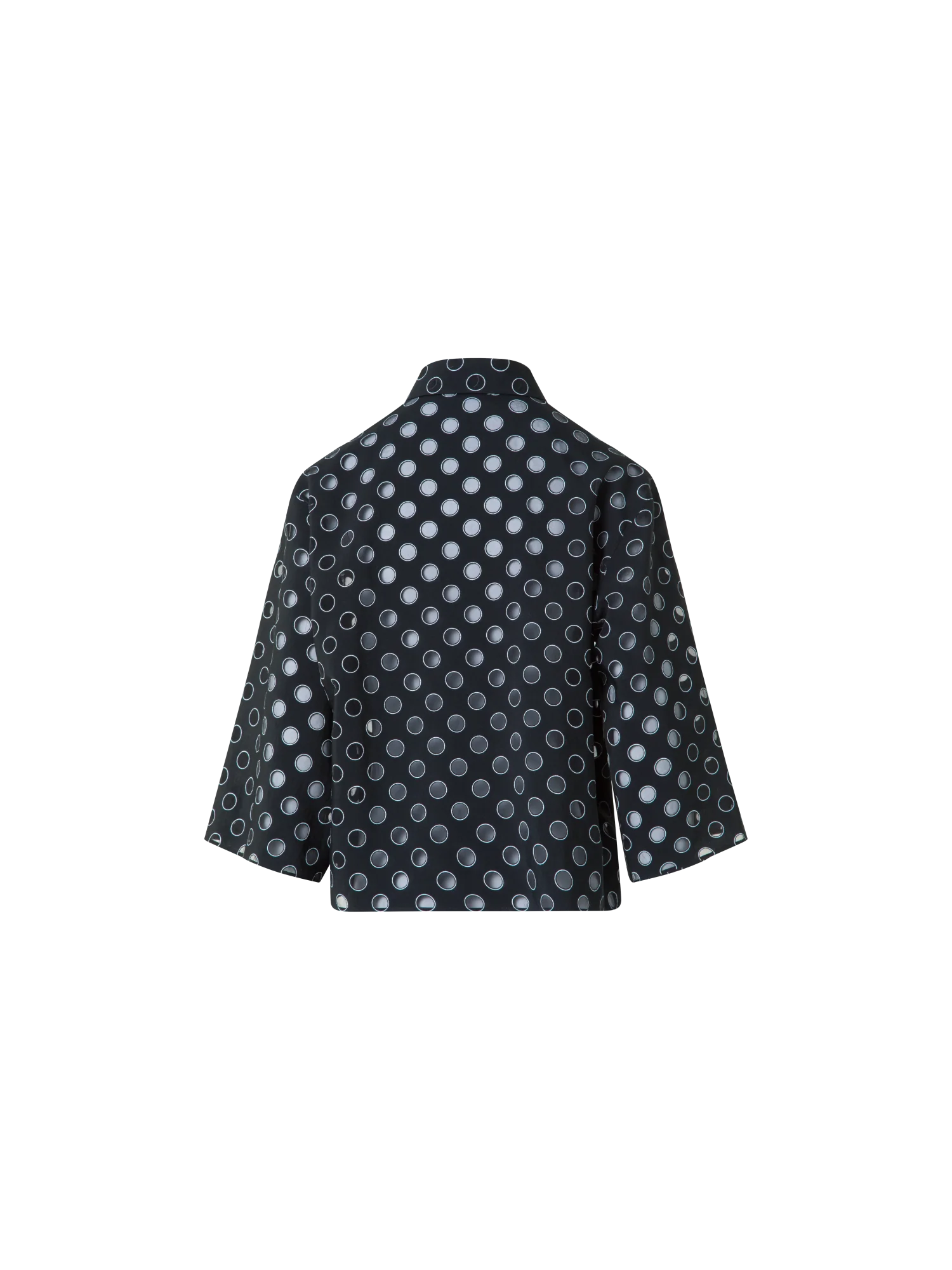 Cropped Shirt Blouse with Sheer Polka Dots - Image 4
