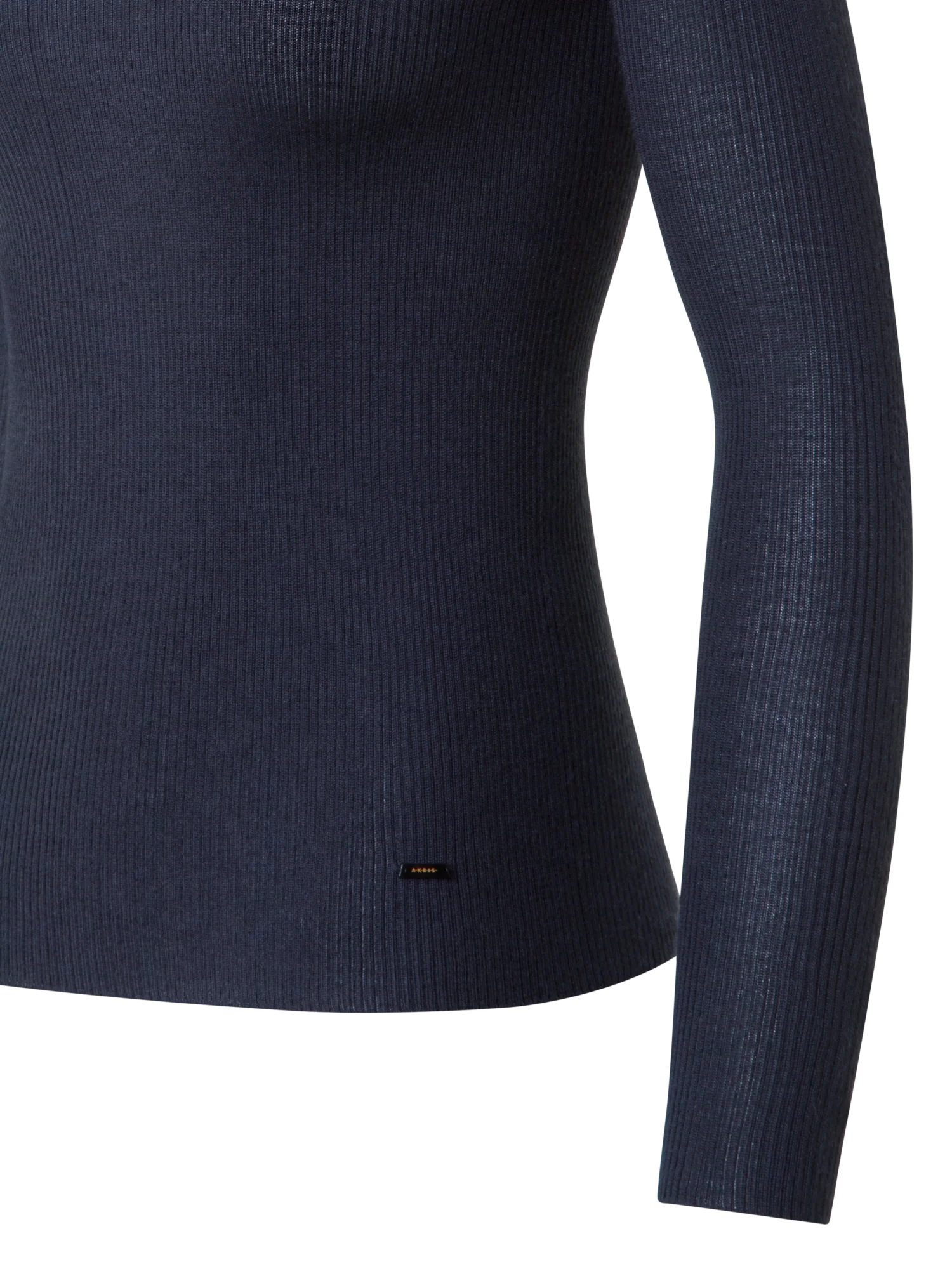 Fine Rib Cashmere Silk Mock Neck Pullover - Image 3