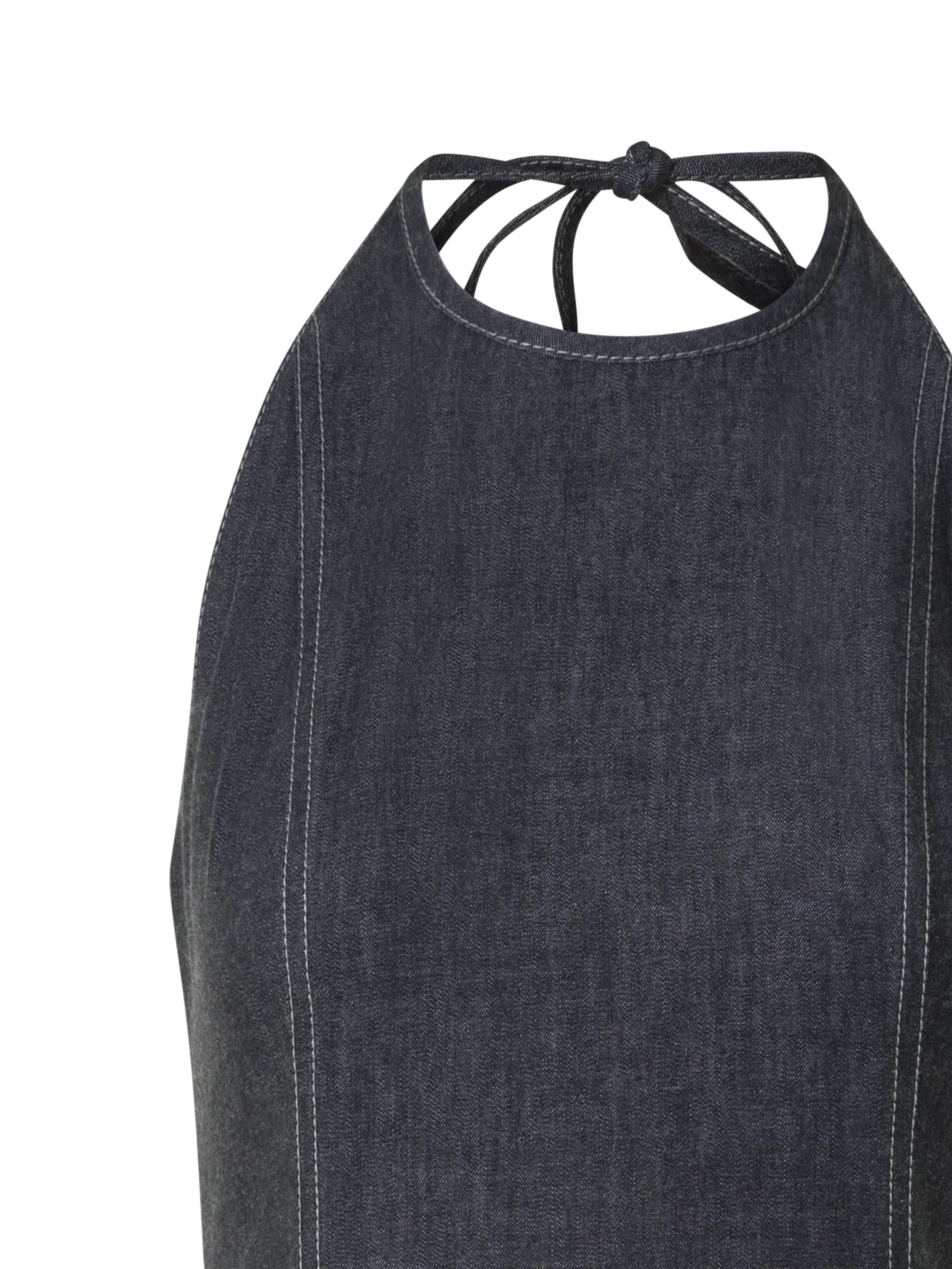 Halter Top Denim Midi Dress - Image 5