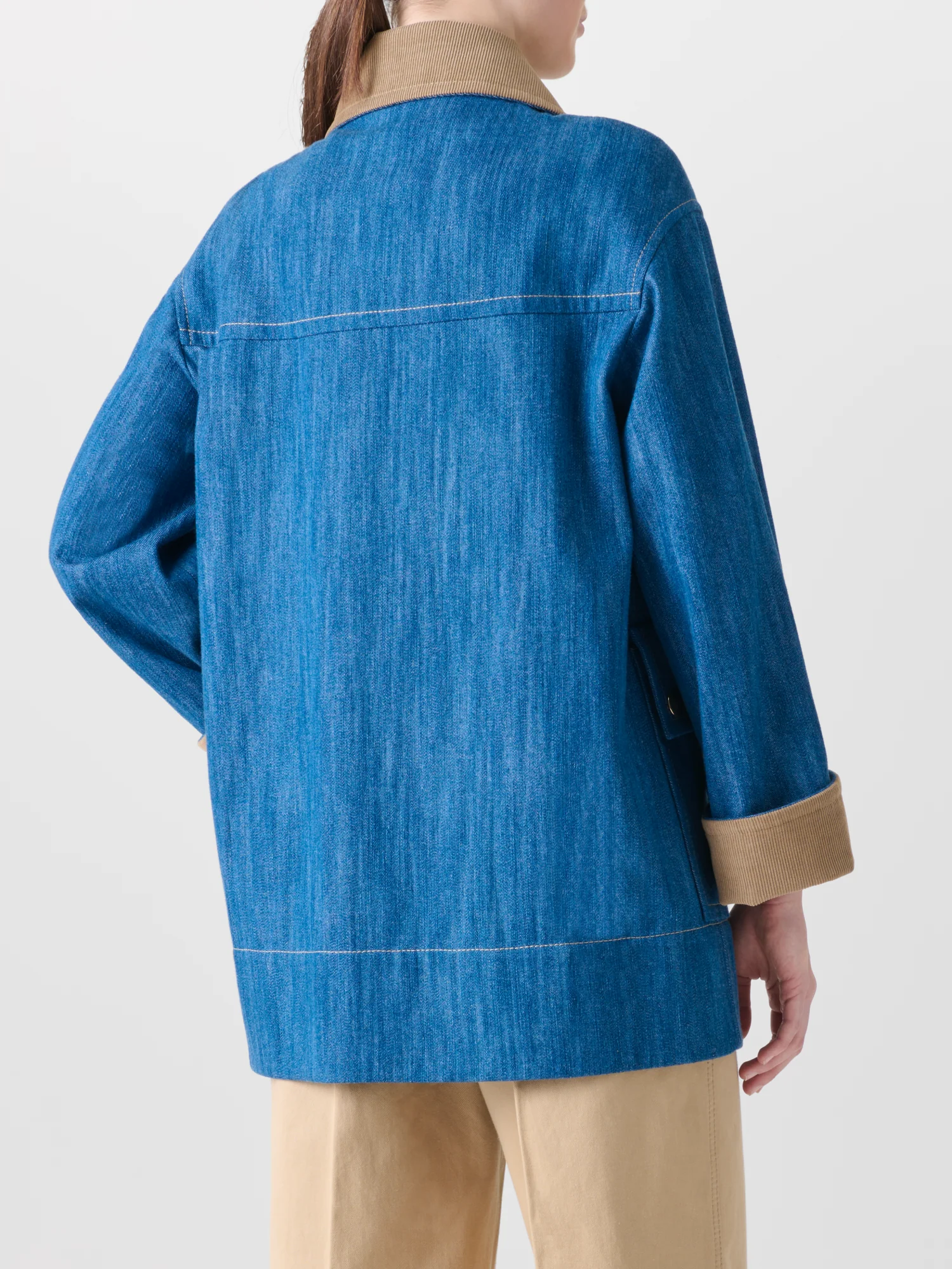 Oversized Cotton Stretch Denim Parka - Image 5