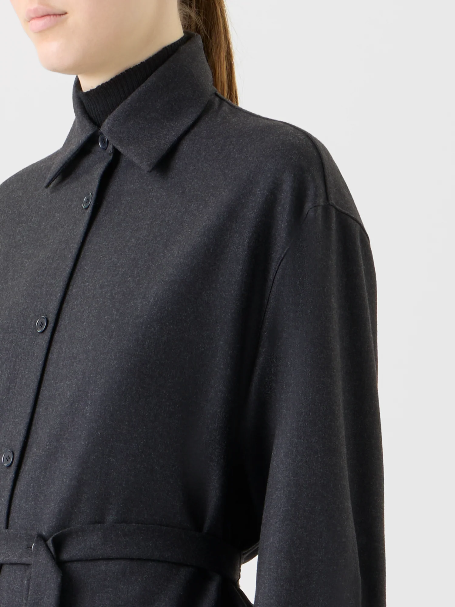 Oversized Wool Flannel Tunic Blouse - Image 4