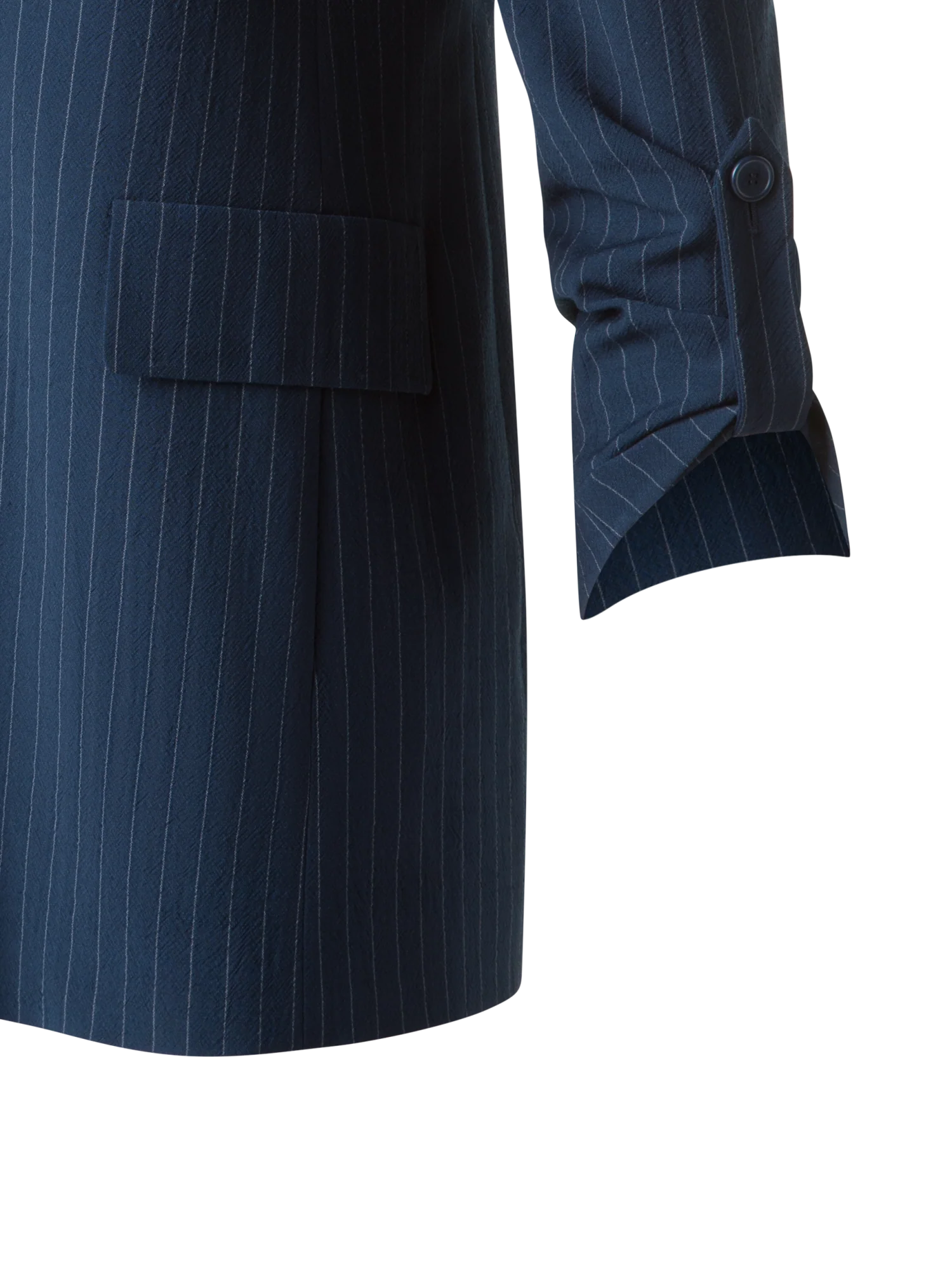 Relaxed Boyfriend Blazer in Striped Cool Wool - Image 3
