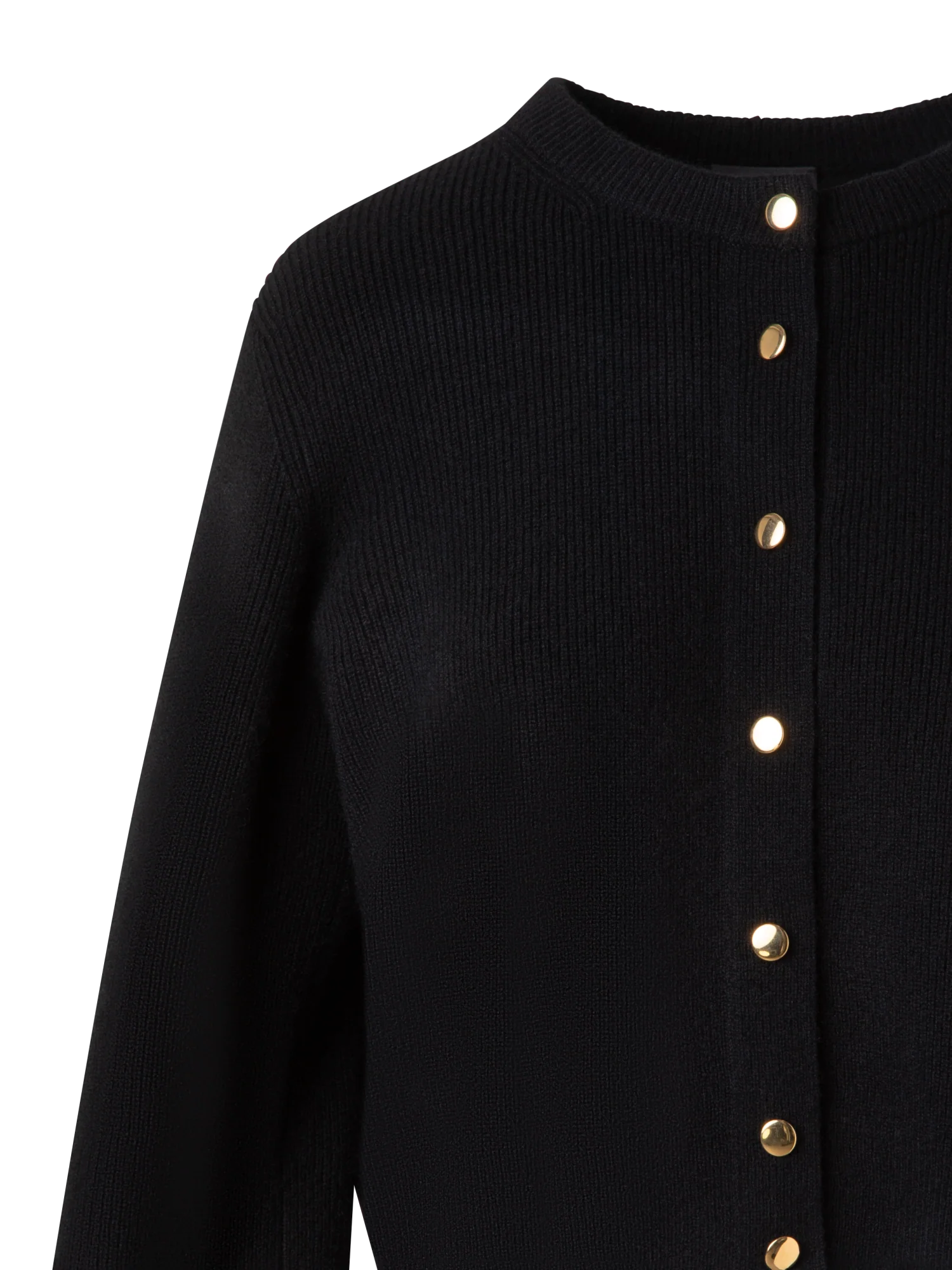 Ribbed Cashmere Cardigan with Gold Buttons - Image 6