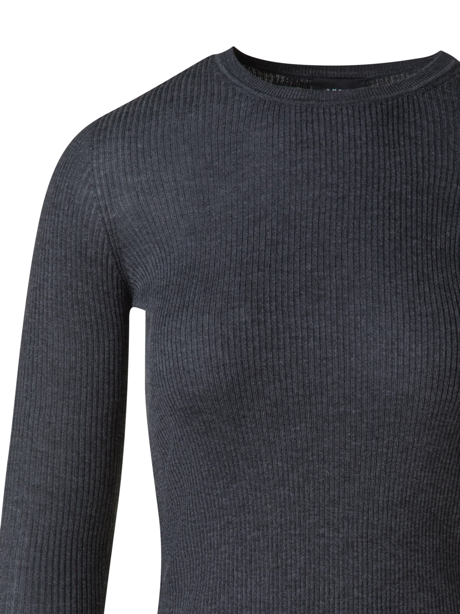 Seamless Rib Silk Cotton Knit Crew Neck Sweater - Image 4