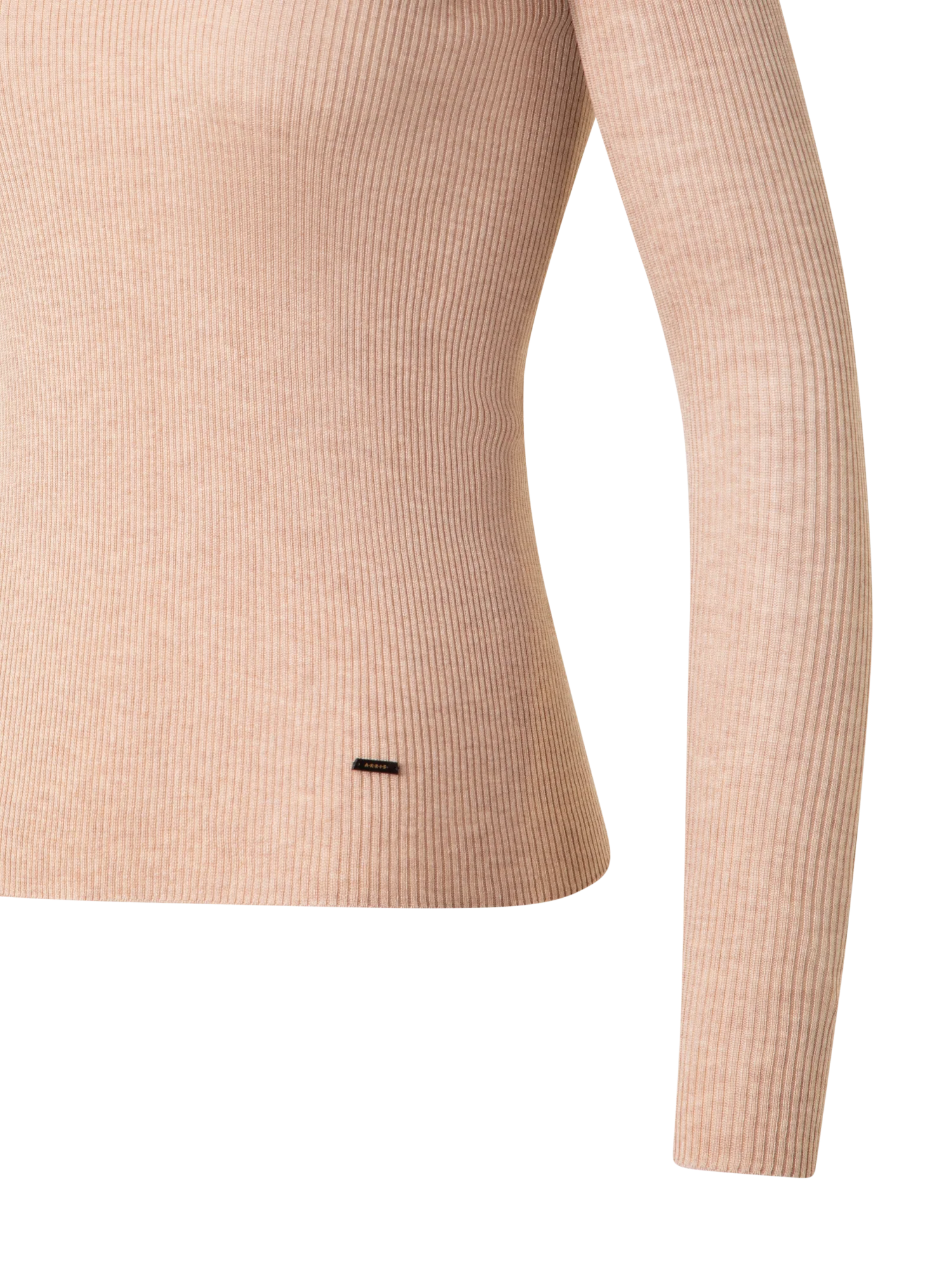 Seamless Rib Silk Cotton Knit Crew Neck Sweater - Image 3