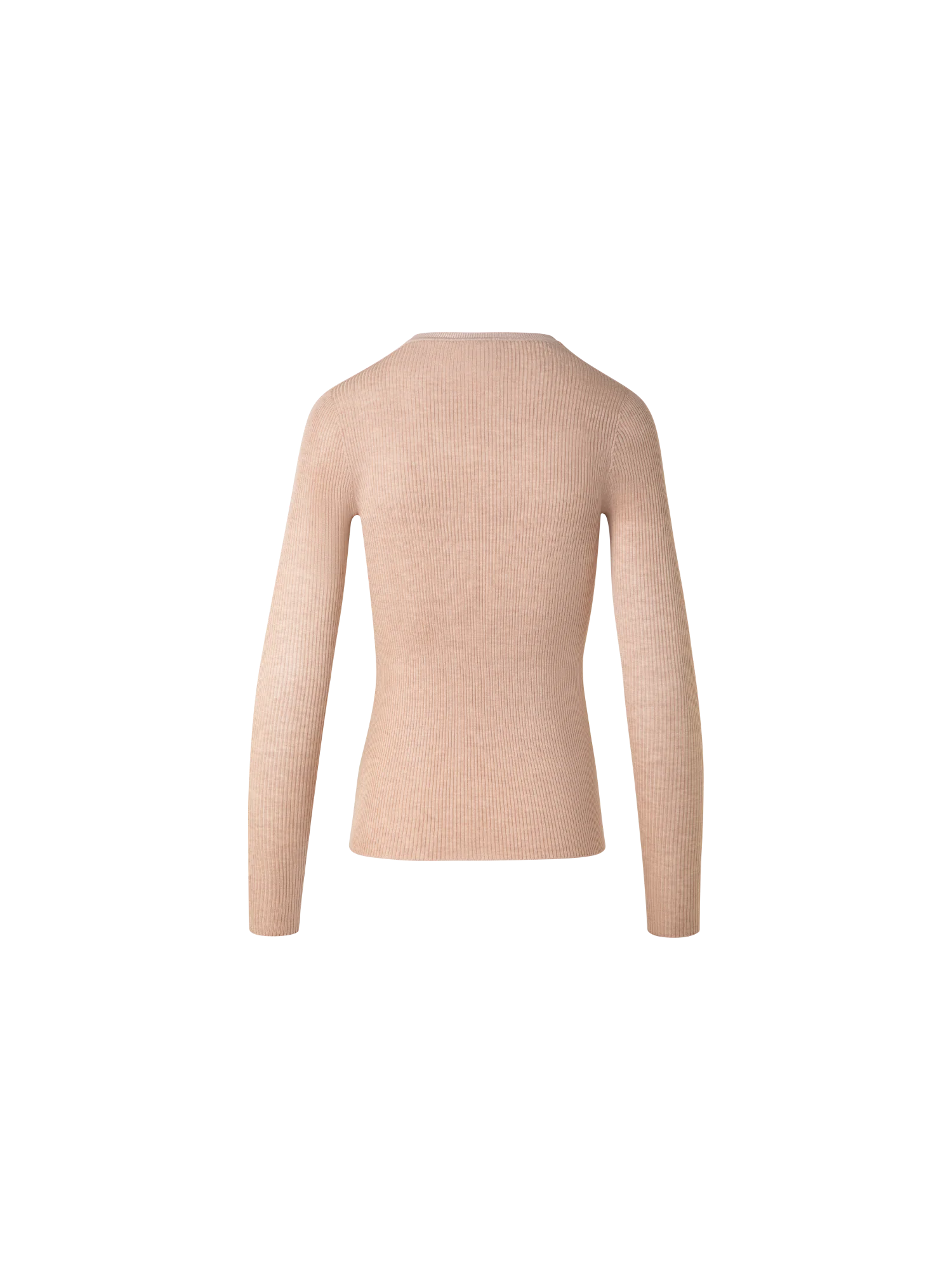 Seamless Rib Silk Cotton Knit Crew Neck Sweater - Image 4