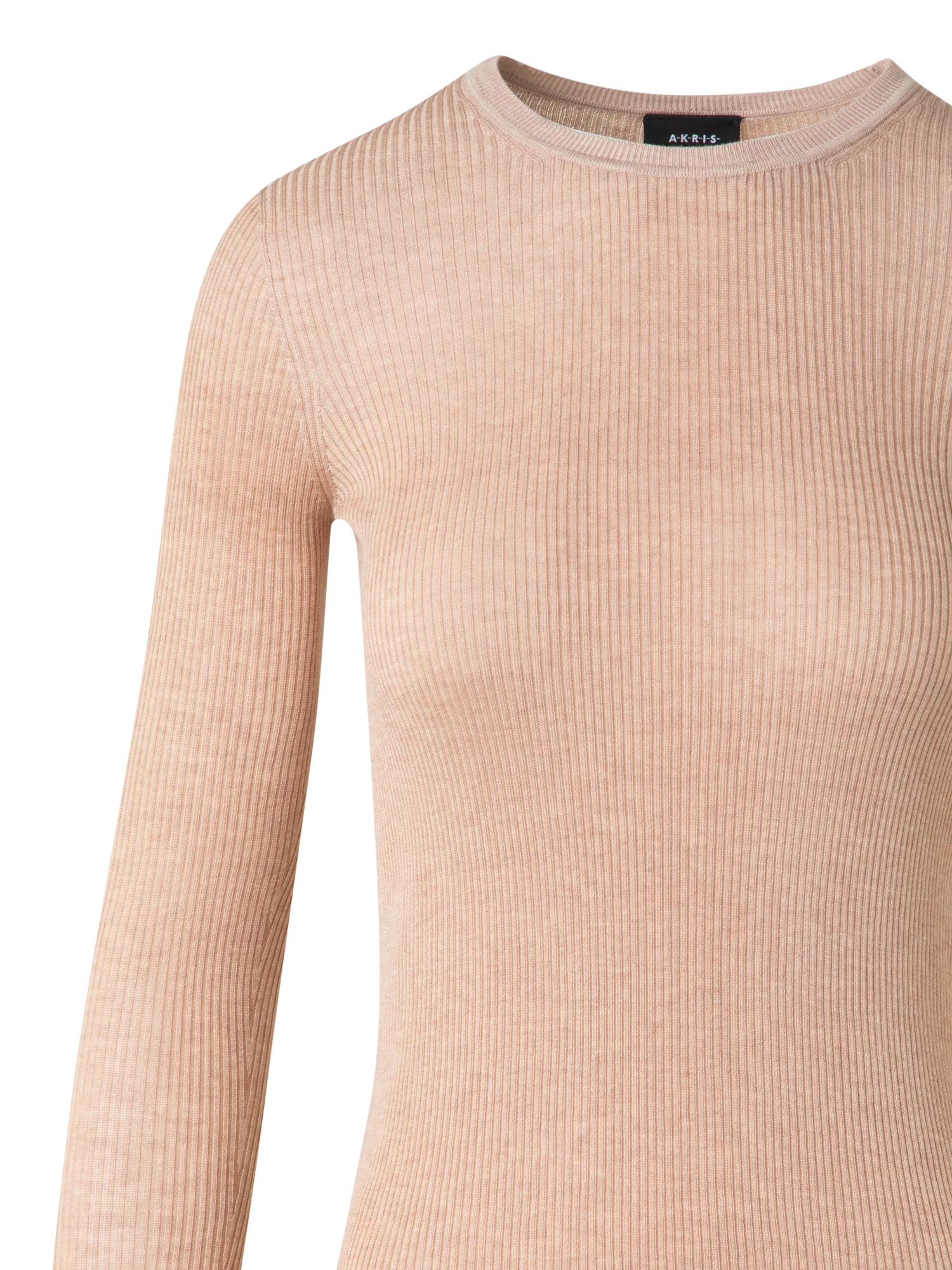 Seamless Rib Silk Cotton Knit Crew Neck Sweater - Image 5