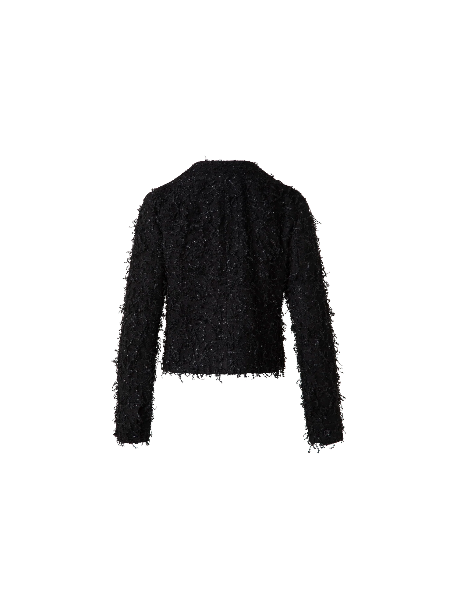 Short Jacket with Micro Sequins Fringed Bouclé - Image 4
