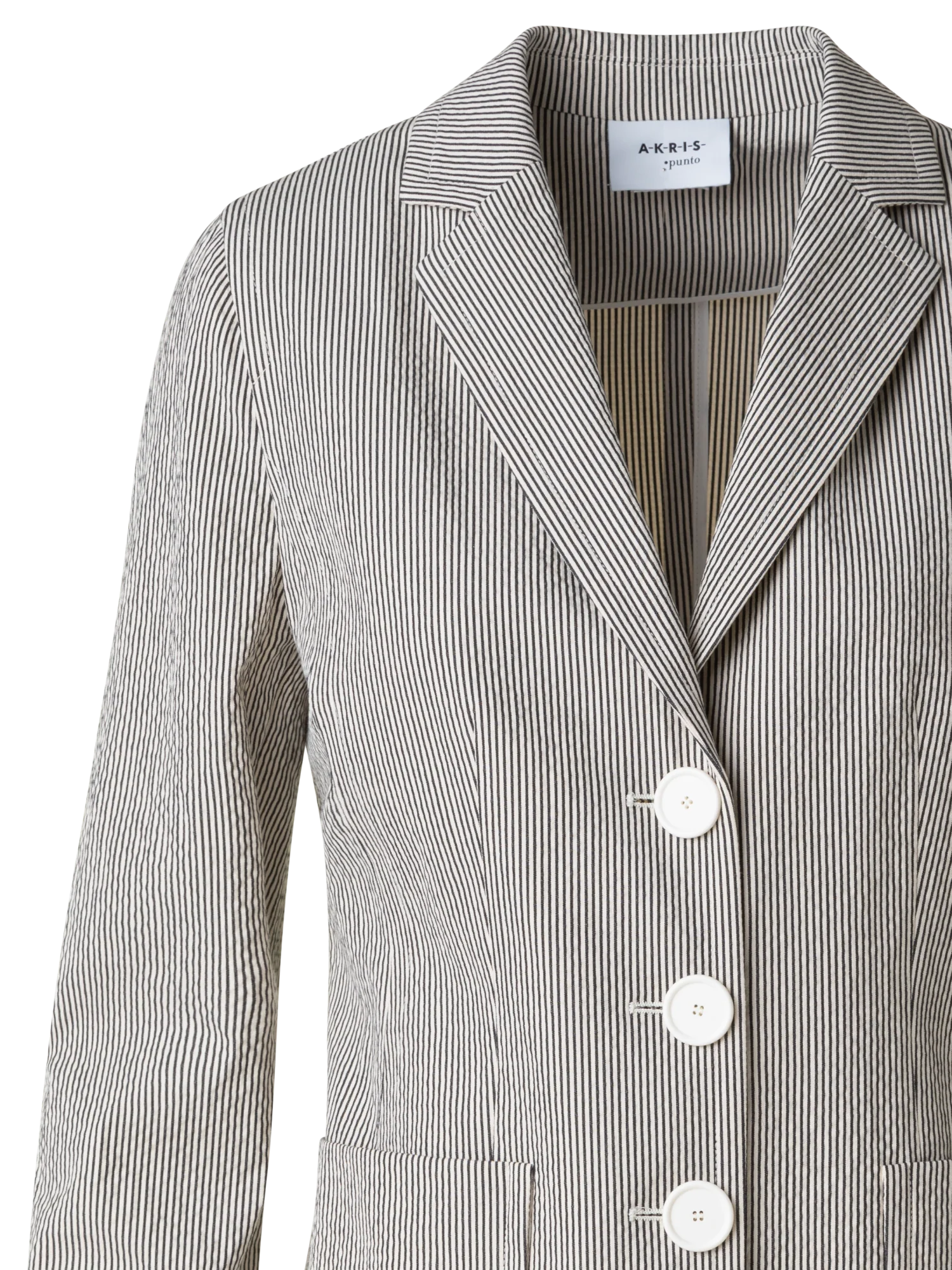 Single Breasted Blazer in Cotton Seersucker - Image 4