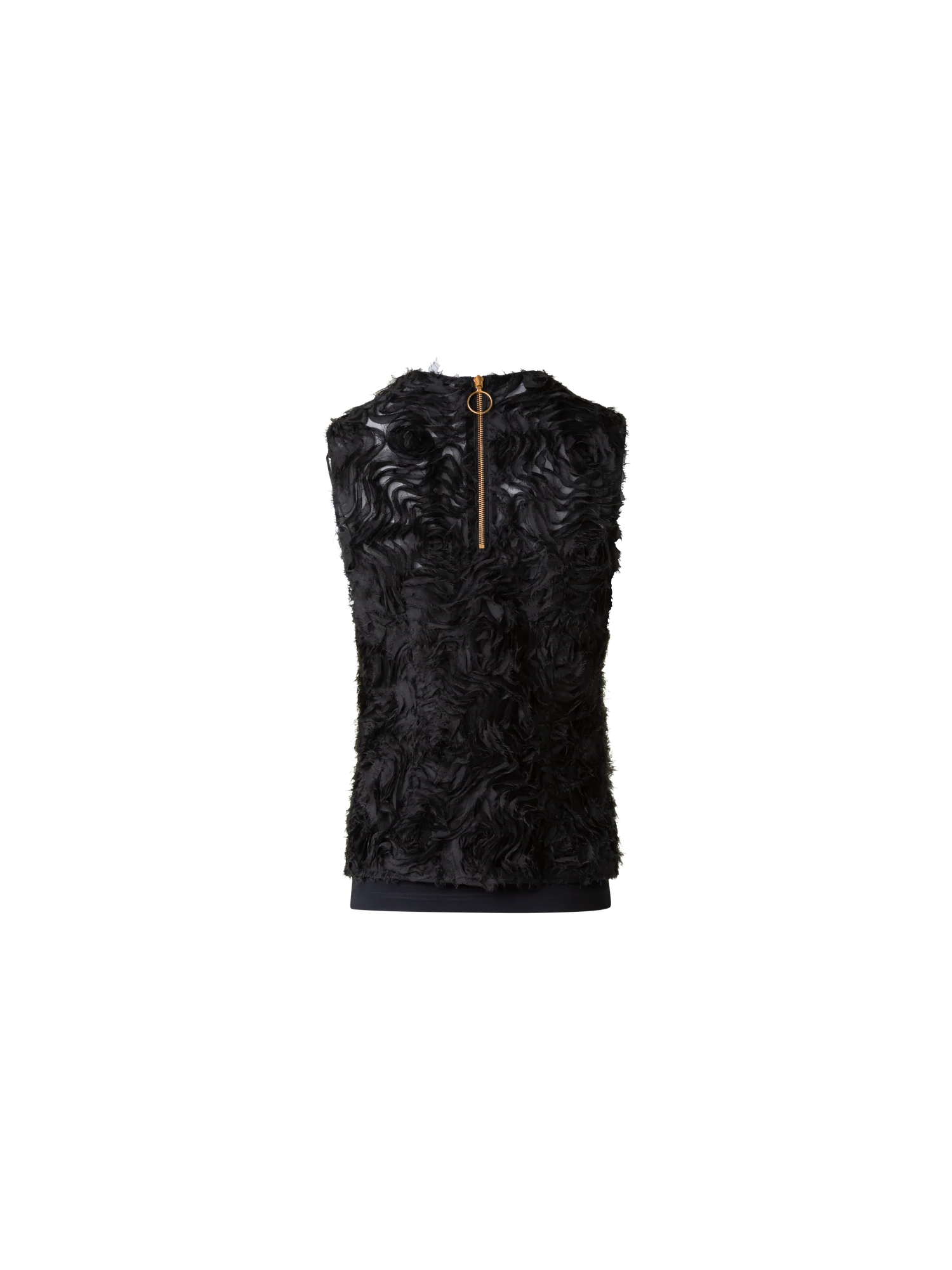 Sleeveless Blouse with 3D Carnation Embroidery - Image 3